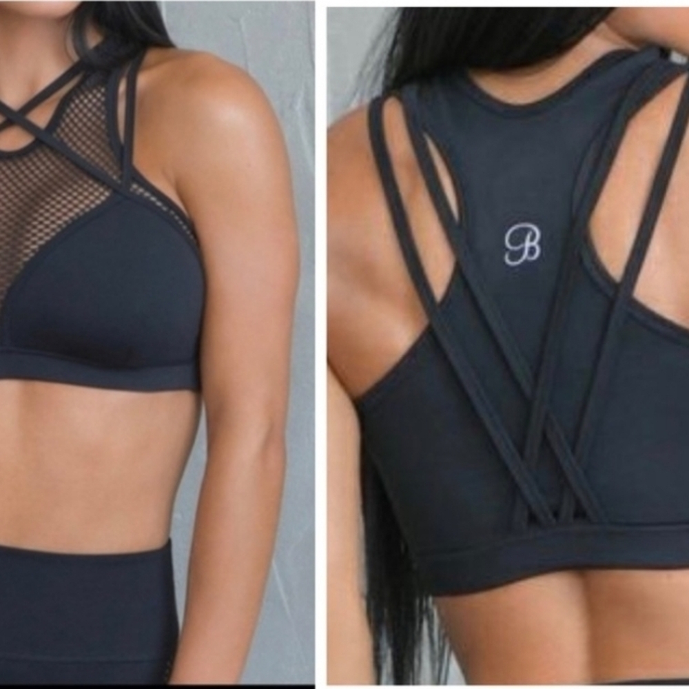 Black Strappy Mesh Sports Bra